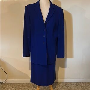 Vintage Kasper & Co Wool Cobalt Blue Women's Suit and Skirt Set Size 12